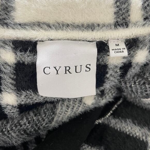 Cyrus Black and White Plaid Midi Jacket Cozy Soft Pockets Coat - Picture 11 of 11